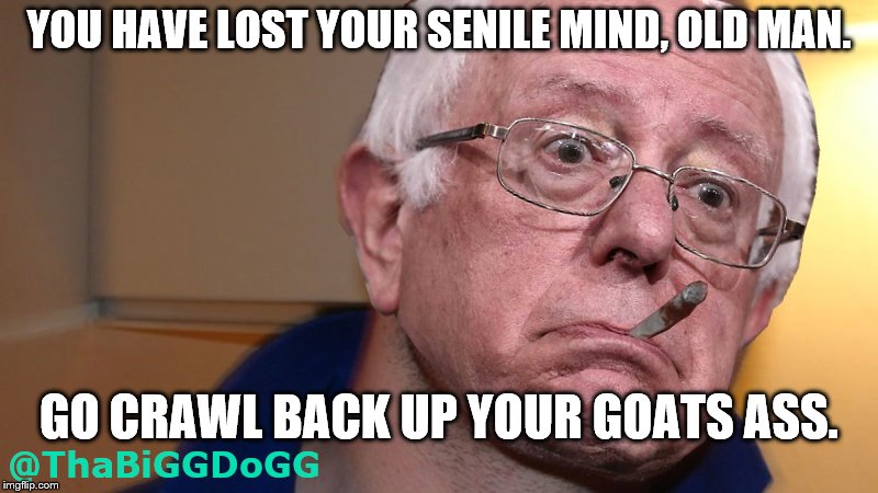 YOU HAVE LOST YOUR SENILE MIND, OLD MAN. GO CRAWL BACK UP YOUR GOATS ASS. | made w/ Imgflip meme maker