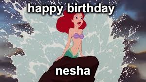 Little Mermaid | happy birthday; nesha | image tagged in little mermaid | made w/ Imgflip meme maker