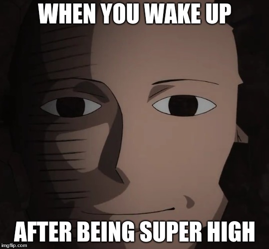 high | WHEN YOU WAKE UP; AFTER BEING SUPER HIGH | image tagged in one punch man | made w/ Imgflip meme maker