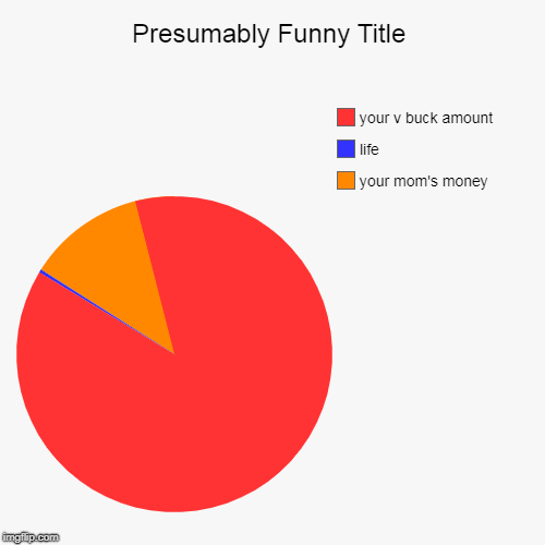 your mom's money, life, your v buck amount | image tagged in funny,pie charts | made w/ Imgflip chart maker