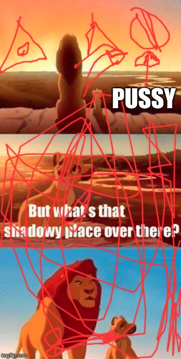 Simba Shadowy Place Meme | PUSSY | image tagged in memes,simba shadowy place | made w/ Imgflip meme maker