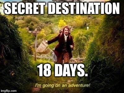 Holiday  | SECRET DESTINATION; 18 DAYS. | image tagged in holiday shopping | made w/ Imgflip meme maker