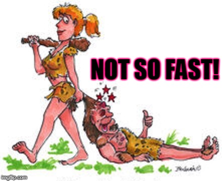NOT SO FAST! | image tagged in cave woman | made w/ Imgflip meme maker