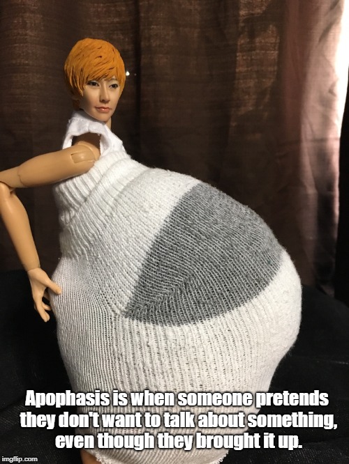 Richelle-Michelle Ariel-Jean | Apophasis is when someone pretends they don't want to talk about something, even though they brought it up. | image tagged in richelle-michelle ariel-jean | made w/ Imgflip meme maker