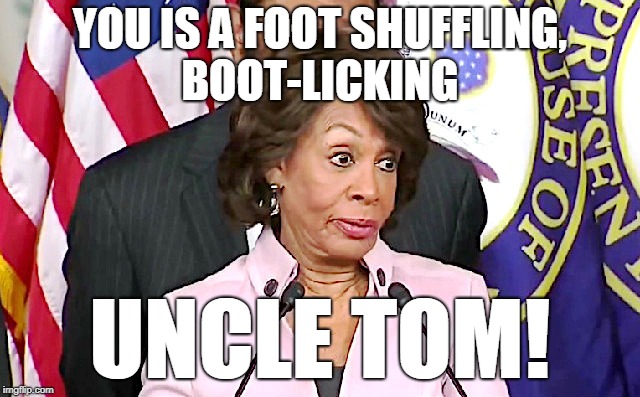 maxine answers questions | YOU IS A FOOT SHUFFLING, BOOT-LICKING UNCLE TOM! | image tagged in maxine answers questions | made w/ Imgflip meme maker