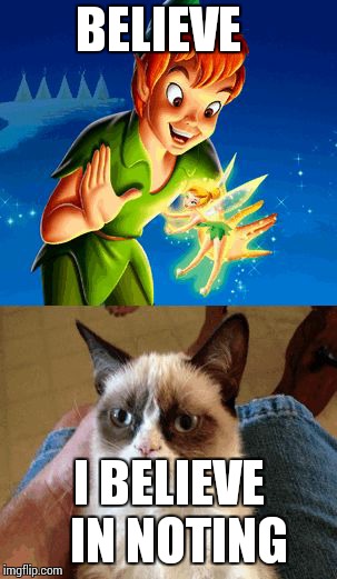 Grumpy Cat Does Not Believe Meme | BELIEVE; I BELIEVE  IN NOTING | image tagged in memes,grumpy cat does not believe,grumpy cat | made w/ Imgflip meme maker