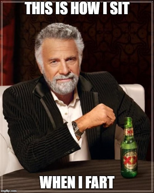 The Most Interesting Man In The World Meme | THIS IS HOW I SIT; WHEN I FART | image tagged in memes,the most interesting man in the world | made w/ Imgflip meme maker