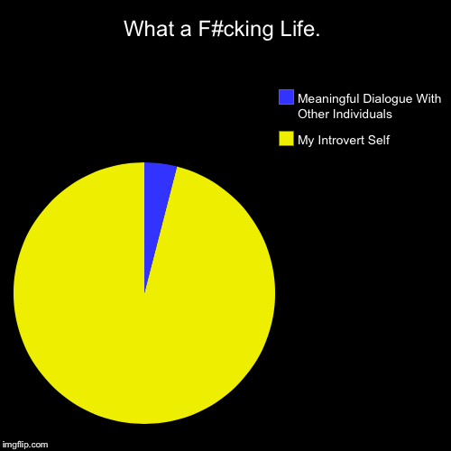 What a F#cking Life. | My Introvert Self, Meaningful Dialogue With Other Individuals | image tagged in funny,pie charts | made w/ Imgflip chart maker