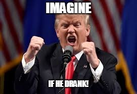 It's not that bad. | IMAGINE; IF HE DRANK! | image tagged in donald trump,trump,first world problems | made w/ Imgflip meme maker
