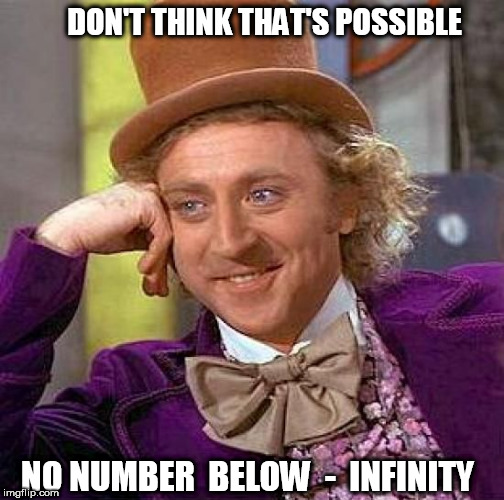 Creepy Condescending Wonka Meme | DON'T THINK THAT'S POSSIBLE NO NUMBER  BELOW  -  INFINITY | image tagged in memes,creepy condescending wonka | made w/ Imgflip meme maker