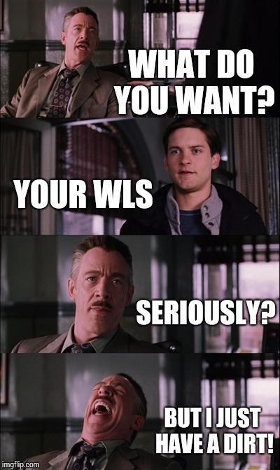 Spiderman Laugh Meme | WHAT DO YOU WANT? YOUR WLS; SERIOUSLY? BUT I JUST HAVE A DIRT! | image tagged in memes,spiderman laugh | made w/ Imgflip meme maker