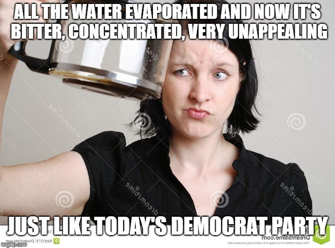 It used to be appealing | ALL THE WATER EVAPORATED AND NOW IT'S BITTER, CONCENTRATED, VERY UNAPPEALING; JUST LIKE TODAY'S DEMOCRAT PARTY | image tagged in democrats | made w/ Imgflip meme maker