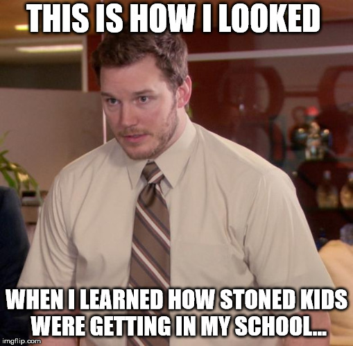 Afraid To Ask Andy | THIS IS HOW I LOOKED; WHEN I LEARNED HOW STONED KIDS WERE GETTING IN MY SCHOOL... | image tagged in memes,afraid to ask andy | made w/ Imgflip meme maker
