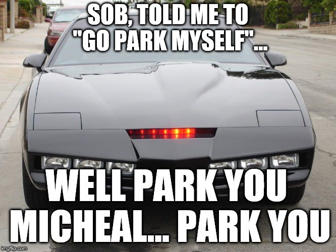 SOB, TOLD ME TO "GO PARK MYSELF"... WELL PARK YOU MICHEAL... PARK YOU | made w/ Imgflip meme maker