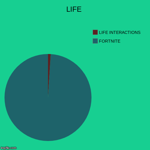LIFE | FORTNITE, LIFE INTERACTIONS | image tagged in funny,pie charts | made w/ Imgflip chart maker