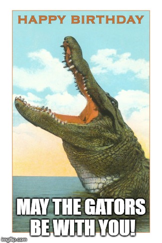 Gator birthday | MAY THE GATORS BE WITH YOU! | image tagged in happy birthday | made w/ Imgflip meme maker