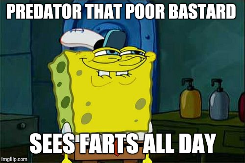 Don't You Squidward Meme | PREDATOR THAT POOR BASTARD SEES FARTS ALL DAY | image tagged in memes,dont you squidward | made w/ Imgflip meme maker