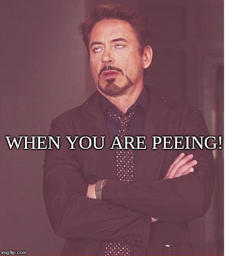 Face You Make Robert Downey Jr | WHEN YOU ARE PEEING! | image tagged in memes,face you make robert downey jr | made w/ Imgflip meme maker