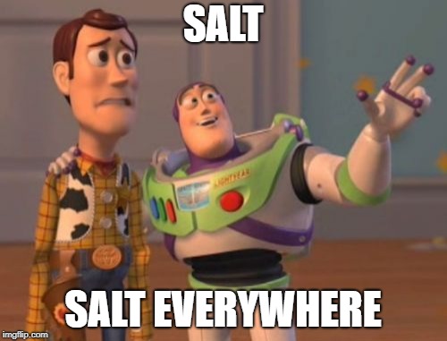 X, X Everywhere Meme | SALT SALT EVERYWHERE | image tagged in memes,x x everywhere | made w/ Imgflip meme maker