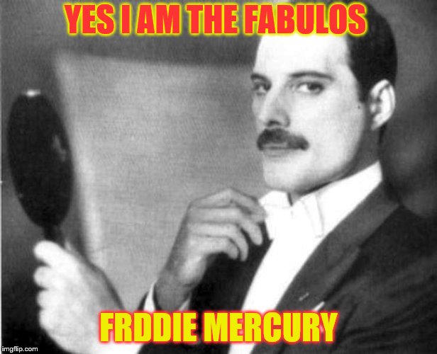 Elegant Freddie Mercury | YES I AM THE FABULOS; FRDDIE MERCURY | image tagged in elegant freddie mercury | made w/ Imgflip meme maker