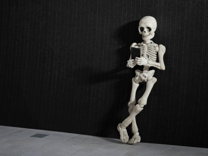 High Quality skeleton waiting for text message Blank Meme Template