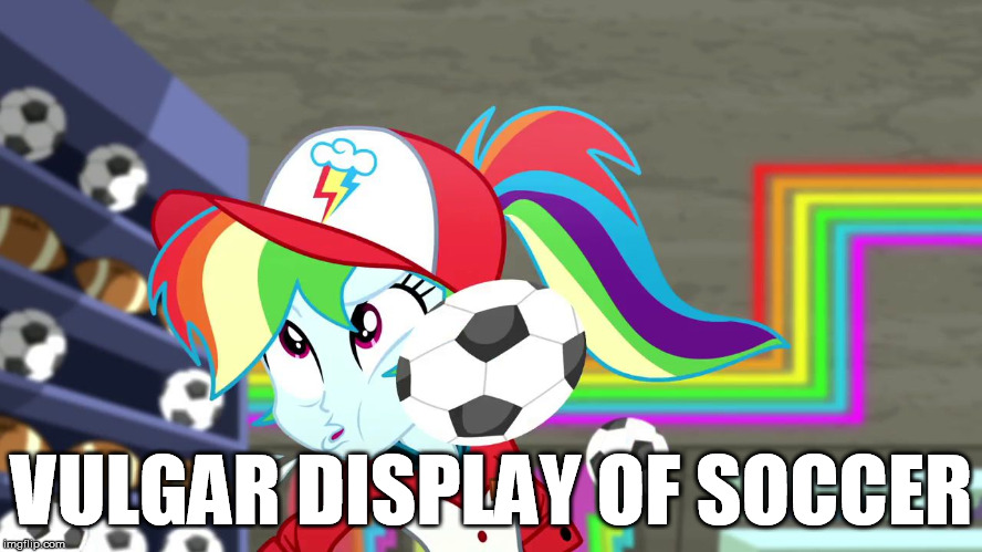 Rainbow Dash Soccer ball hit looks like a Pantera album cover | VULGAR DISPLAY OF SOCCER | image tagged in pantera,vulgar display of power,soccer,rainbow dash | made w/ Imgflip meme maker