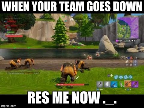 fortnite | WHEN YOUR TEAM GOES DOWN; RES ME NOW ._. | image tagged in fortnite | made w/ Imgflip meme maker