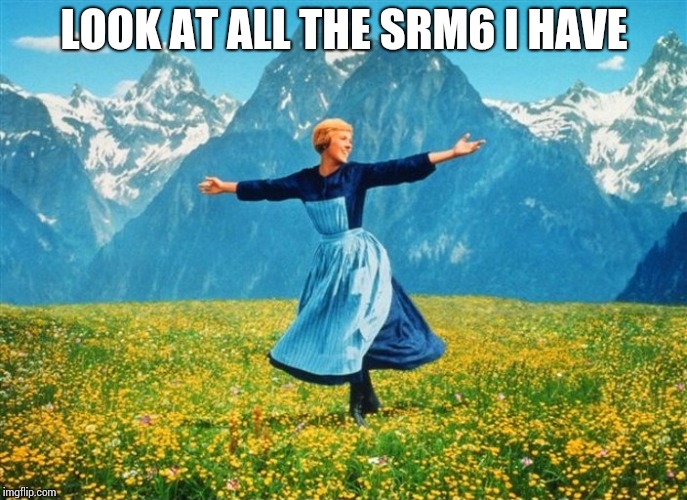 look at all the fucks i give | LOOK AT ALL THE SRM6 I HAVE | image tagged in look at all the fucks i give | made w/ Imgflip meme maker