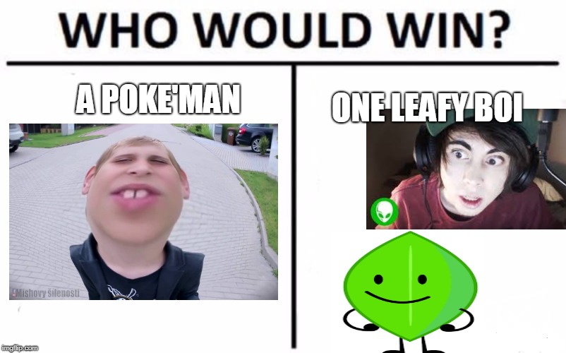 Who Would Win? | A POKE'MAN; ONE LEAFY BOI | image tagged in memes,who would win | made w/ Imgflip meme maker