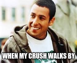 WHEN MY CRUSH WALKS BY | image tagged in adam sandler | made w/ Imgflip meme maker