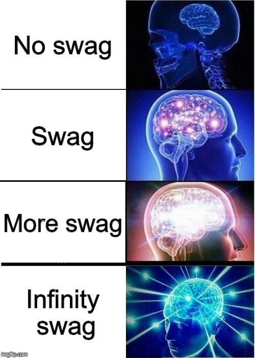 Expanding Brain Meme | No swag; Swag; More swag; Infinity swag | image tagged in memes,expanding brain | made w/ Imgflip meme maker