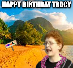 HAPPY BIRTHDAY TRACY | image tagged in hawaiian ginger | made w/ Imgflip meme maker