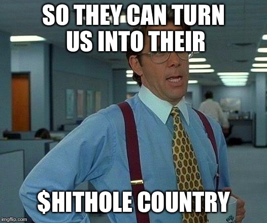 That Would Be Great Meme | SO THEY CAN TURN US INTO THEIR $HITHOLE COUNTRY | image tagged in memes,that would be great | made w/ Imgflip meme maker