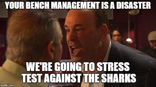 Bar Rescue | YOUR BENCH MANAGEMENT IS A DISASTER; WE'RE GOING TO STRESS TEST AGAINST THE SHARKS | image tagged in bar rescue | made w/ Imgflip meme maker