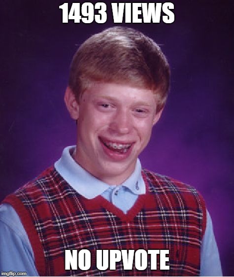 Bad Luck Brian Meme | 1493 VIEWS NO UPVOTE | image tagged in memes,bad luck brian | made w/ Imgflip meme maker