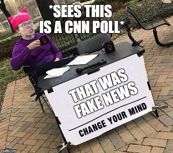 Change YOUR mind! | *SEES THIS IS A CNN POLL* THAT WAS FAKE NEWS | image tagged in change your mind | made w/ Imgflip meme maker