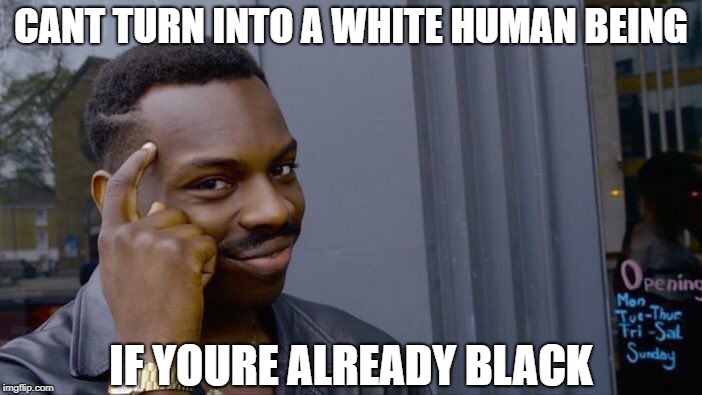 Roll Safe Think About It Meme | CANT TURN INTO A WHITE HUMAN BEING; IF YOURE ALREADY BLACK | image tagged in memes,roll safe think about it | made w/ Imgflip meme maker