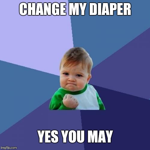 Success Kid Meme | CHANGE MY DIAPER YES YOU MAY | image tagged in memes,success kid | made w/ Imgflip meme maker