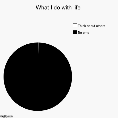 What I do with life | Be emo, Think about others | image tagged in funny,pie charts | made w/ Imgflip chart maker
