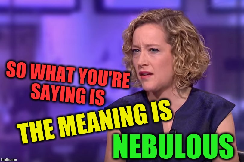 Jordan Peterson - so what you're saying | SO WHAT YOU'RE SAYING IS; THE MEANING IS; NEBULOUS | image tagged in jordan peterson - so what you're saying | made w/ Imgflip meme maker