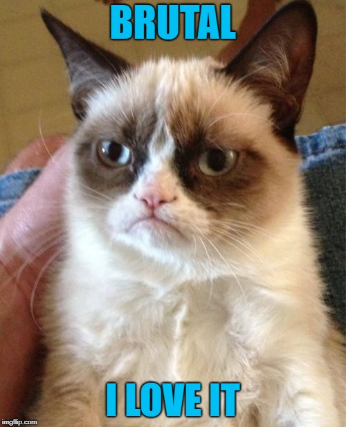 Grumpy Cat Meme | BRUTAL I LOVE IT | image tagged in memes,grumpy cat | made w/ Imgflip meme maker