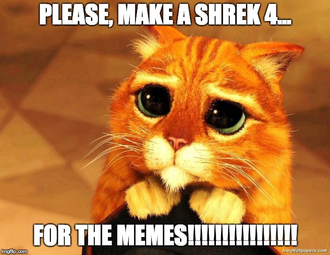 All my hopes and dreams. | PLEASE, MAKE A SHREK 4... FOR THE MEMES!!!!!!!!!!!!!!!! | image tagged in puss in boots shrek cat begging | made w/ Imgflip meme maker