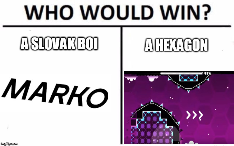 Who Would Win? | A SLOVAK BOI; A HEXAGON | image tagged in memes,who would win | made w/ Imgflip meme maker