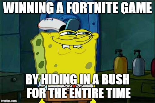 Don't You Squidward Meme | WINNING A FORTNITE GAME; BY HIDING IN A BUSH FOR THE ENTIRE TIME | image tagged in memes,dont you squidward | made w/ Imgflip meme maker