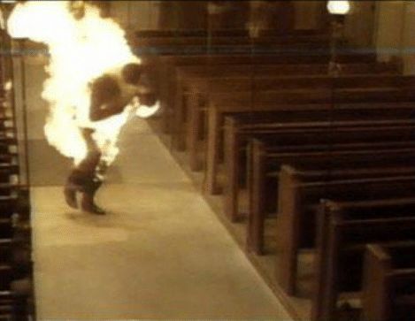 Church Man On Fire Blank Meme Template