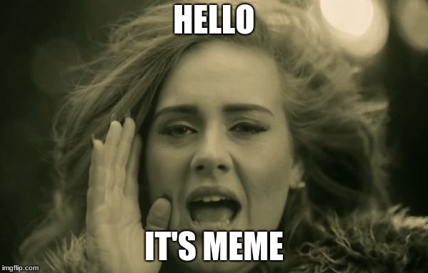 adele hello | HELLO; IT'S MEME | image tagged in adele hello | made w/ Imgflip meme maker
