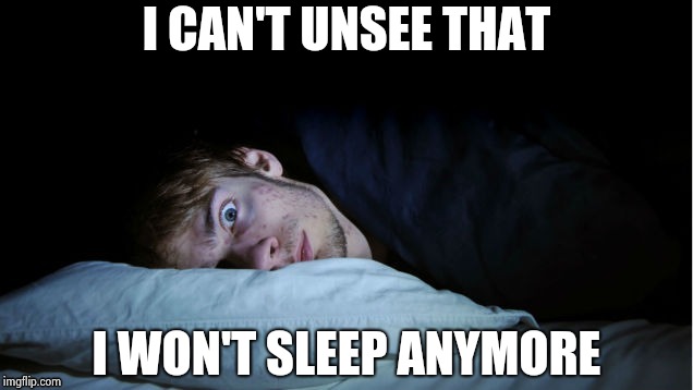 Night Terror | I CAN'T UNSEE THAT I WON'T SLEEP ANYMORE | image tagged in night terror | made w/ Imgflip meme maker