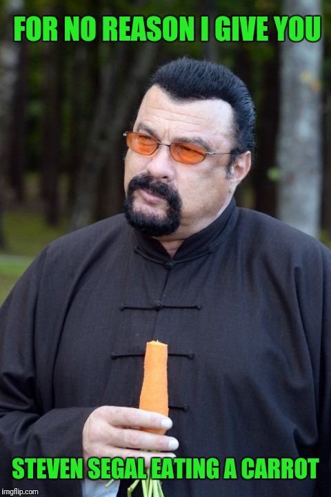 Uh Whats Fat Doc? | FOR NO REASON I GIVE YOU; STEVEN SEGAL EATING A CARROT | image tagged in seagal eats a carrot | made w/ Imgflip meme maker