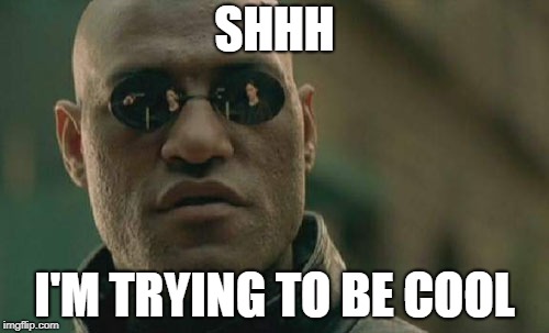 Nice lad coming your way? | SHHH; I'M TRYING TO BE COOL | image tagged in memes,matrix morpheus | made w/ Imgflip meme maker