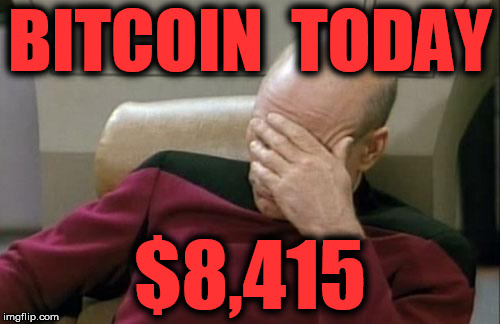 Captain Picard Facepalm Meme | BITCOIN  TODAY; $8,415 | image tagged in memes,captain picard facepalm | made w/ Imgflip meme maker
